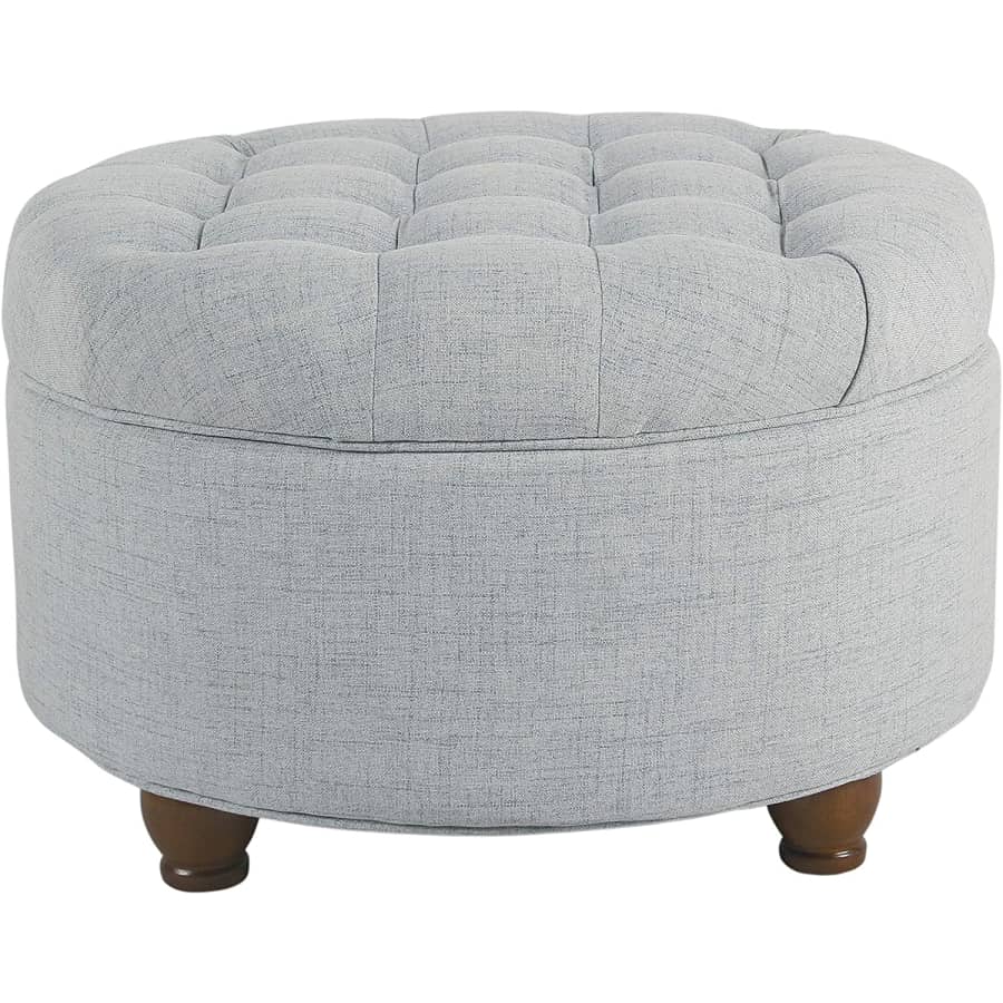 HomePop Large Button Tufted Round Storage Ottoman for $112 HomePop Large Button Tufted Round Storage Ottoman for $112