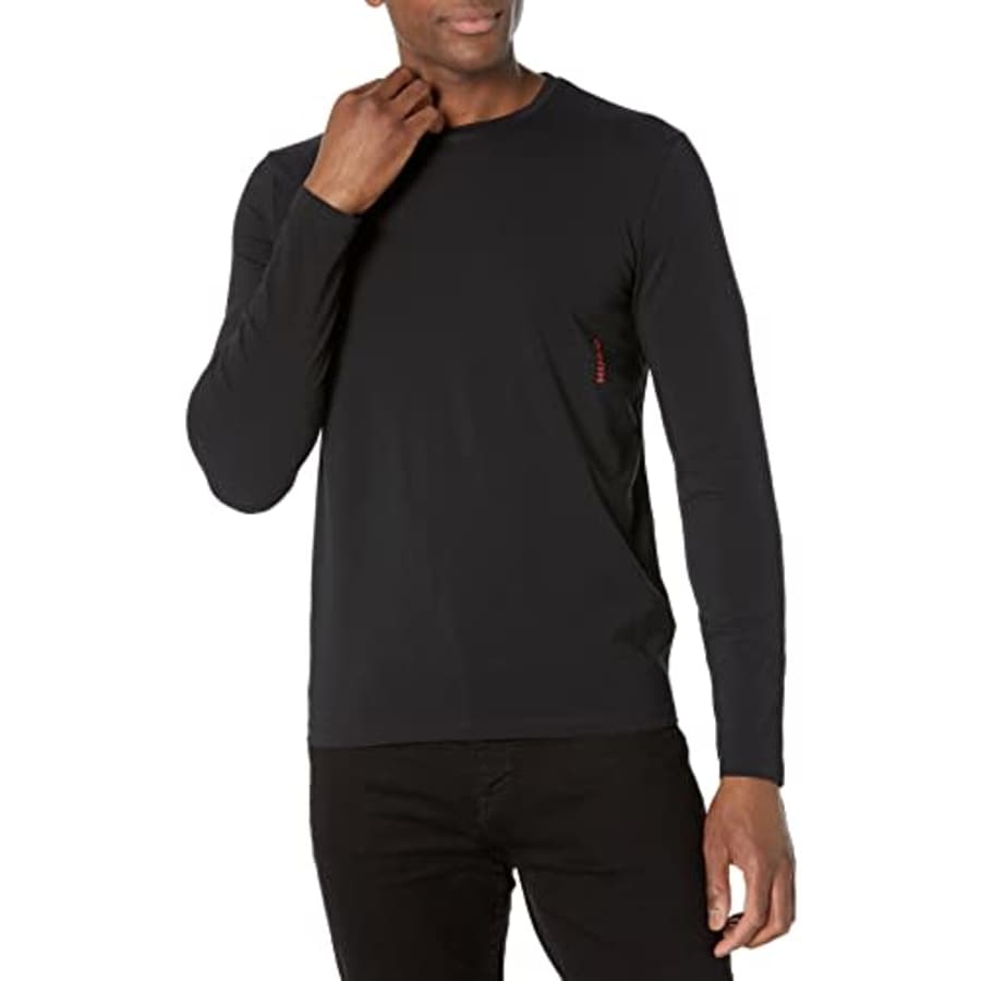 HUGO Men's Long Sleeve Crew Neck Stretch T-Shirt, Coal, XXL for $25