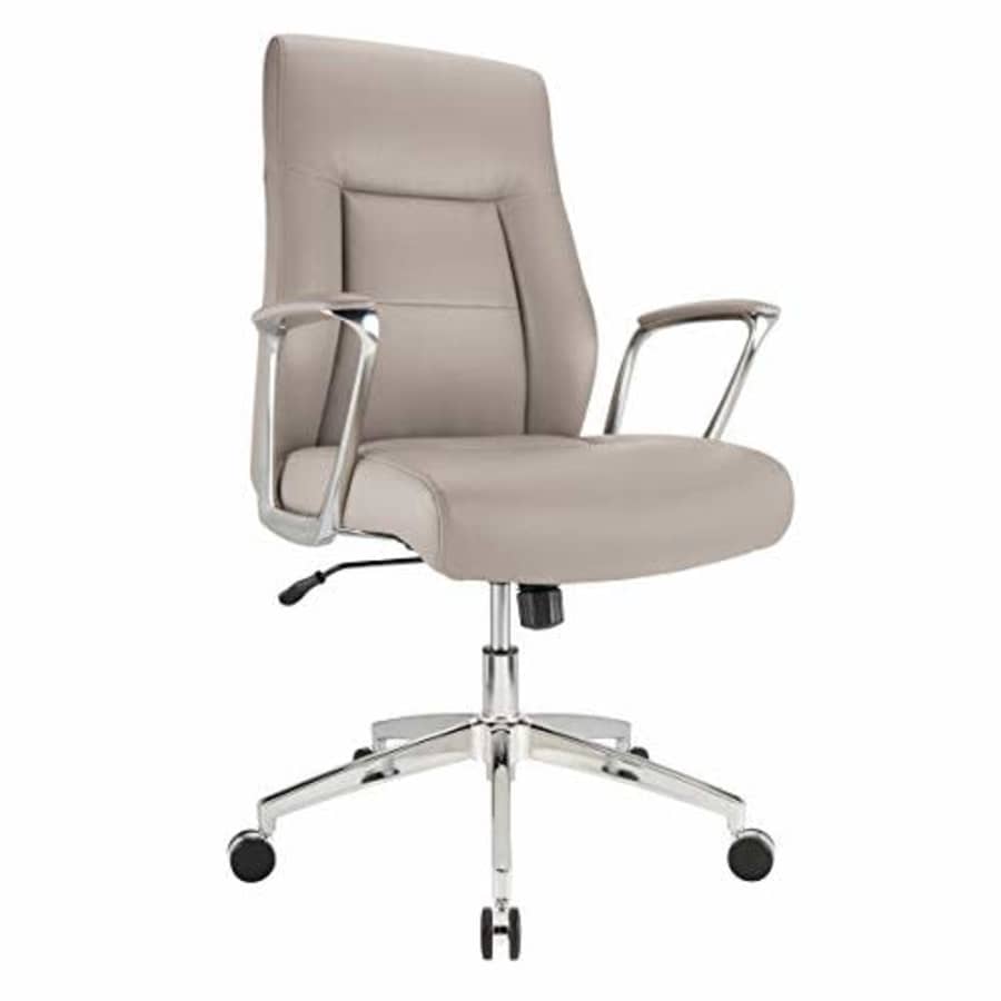 Realspace Modern Comfort Delagio Bonded Leather Mid-Back Manager's Chair, Taupe/Silver for $180 Realspace Modern Comfort Delagio Bonded Leather Mid-Back Manager's Chair, Taupe/Silver for $180