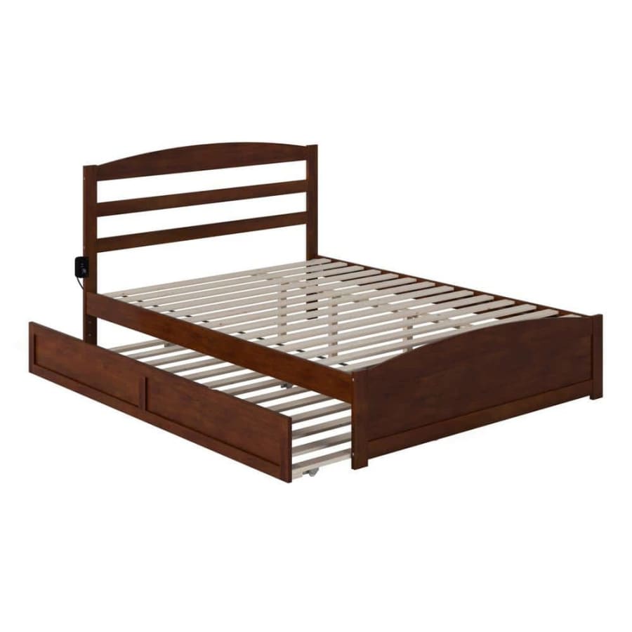 Atlantic Furniture Warren Queen Wood Bed Frame w/ Twin XL Pull Out Trundle for $411