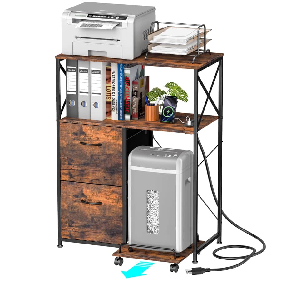 Vestibk 2-Drawer File Cabinet with Charging Station for $48