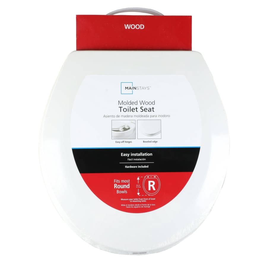 Mainstays Round Wood Beveled Edge Toilet Seat w/ Easy-off Hinges for $8 Mainstays Round Wood Beveled Edge Toilet Seat w/ Easy-off Hinges for $8