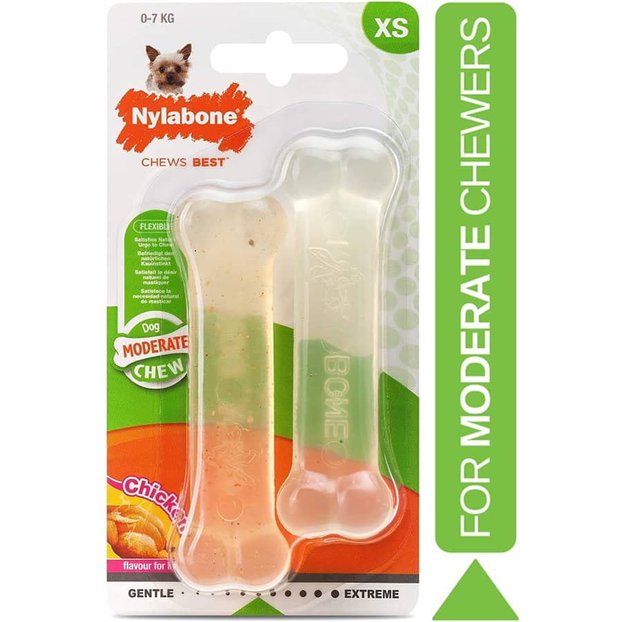 Nylabone FlexiChew Petite Bone Dog Chew Toys 2-Pack for $6