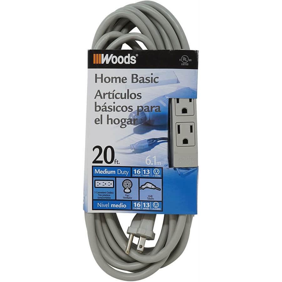 Woods 20-Foot 3-Outlet Extension Cord with Power Tap for $11 Woods 20-Foot 3-Outlet Extension Cord with Power Tap for $11
