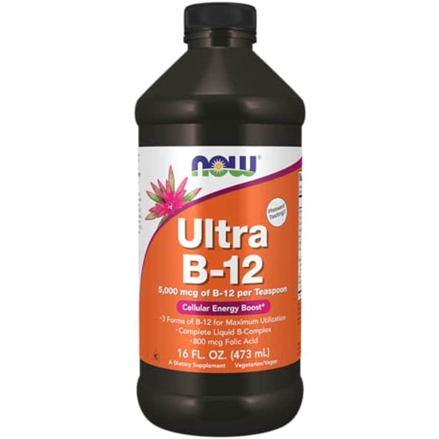 Now Foods NOW Supplements, Ultra B-12, Liquid, 800 mcg Folic Acid, Cellular Energy Production*, 16-Ounce for $25