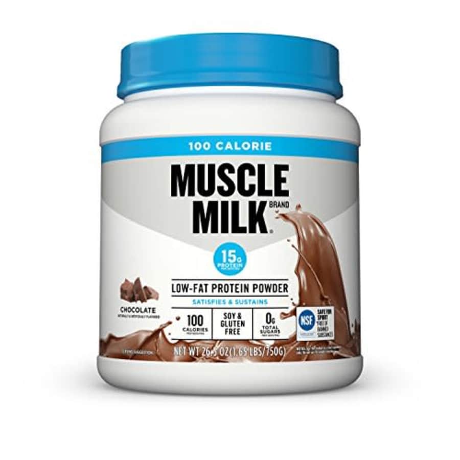 Muscle Milk 100 Calorie Protein Powder, Chocolate, 15g Protein, 1.65 Pound, 25 Servings for $28 Muscle Milk 100 Calorie Protein Powder, Chocolate, 15g Protein, 1.65 Pound, 25 Servings for $28