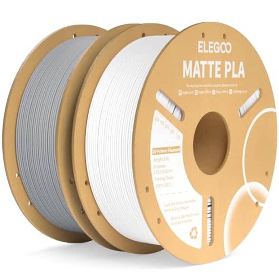 ELEGOO Matte PLA Filament White & Gray 2KG, 1.75mm 3D Printer Filament Dimensional Accuracy +/- for $30 ELEGOO Matte PLA Filament White & Gray 2KG, 1.75mm 3D Printer Filament Dimensional Accuracy +/- for $30