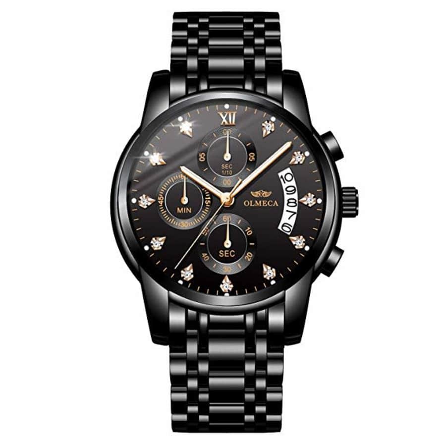 Olmeca Men's Rhinestone Quartz Watch for $9