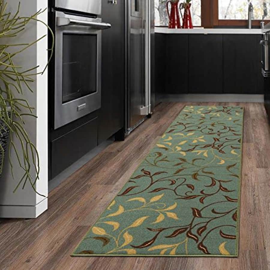 Ottomanson Ottohome Collection Contemporary Leaves Design Rubber Back Runner Rug, 2'7" x 9'10", for $43 Ottomanson Ottohome Collection Contemporary Leaves Design Rubber Back Runner Rug, 2'7" x 9'10", for $43