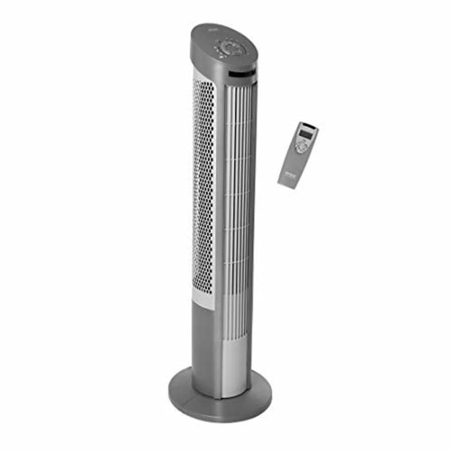 Seville Classics UltraSlimline 40 in. Oscillating with Steel Intake Grill Tower Fan, Gray for $59 Seville Classics UltraSlimline 40 in. Oscillating with Steel Intake Grill Tower Fan, Gray for $59