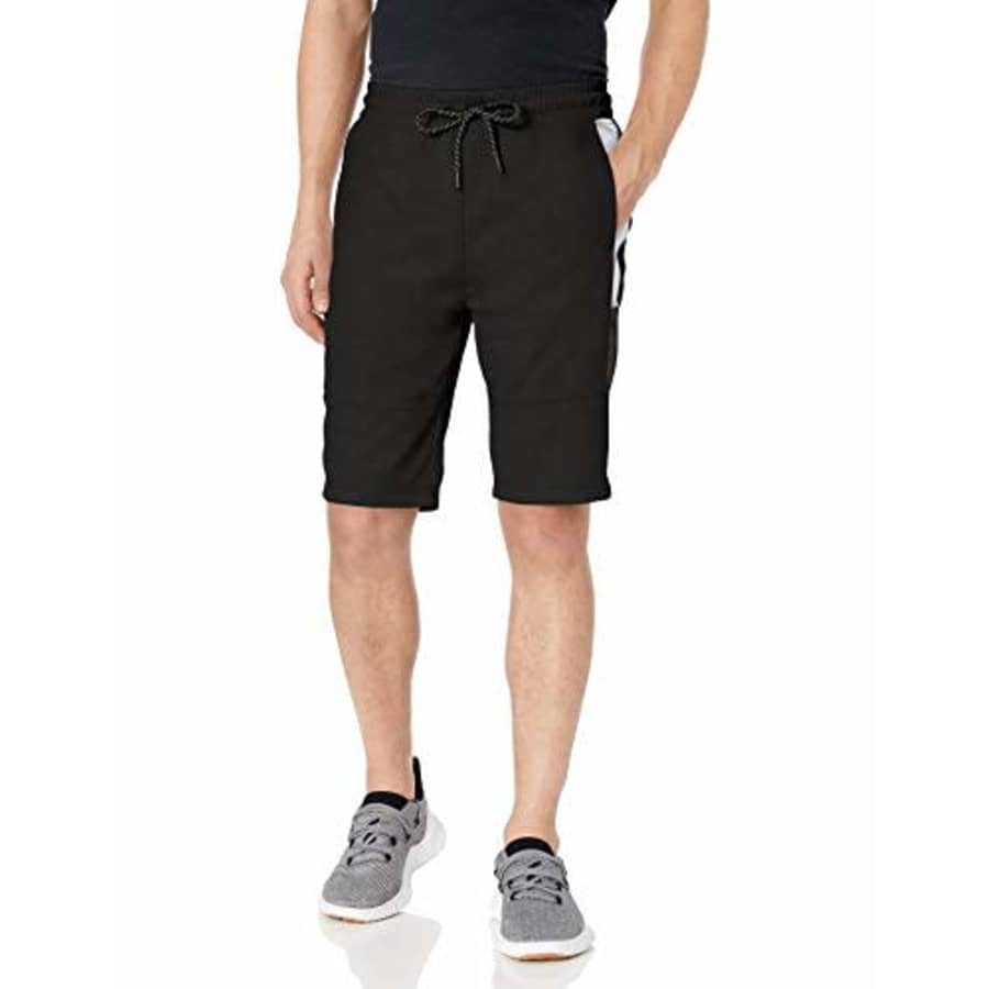 Southpole Men's Tech Fleece Shorts, Black Side Color Block, Large for $15