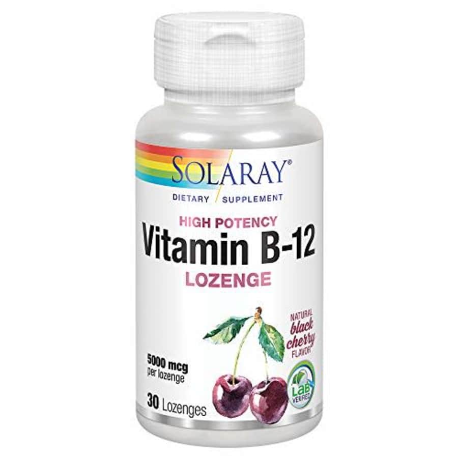 Solaray Vitamin B-12 5000mcg Lozenges | Natural Cherry Flavor | Healthy Energy & Nerve Function for $12 Solaray Vitamin B-12 5000mcg Lozenges | Natural Cherry Flavor | Healthy Energy & Nerve Function for $12