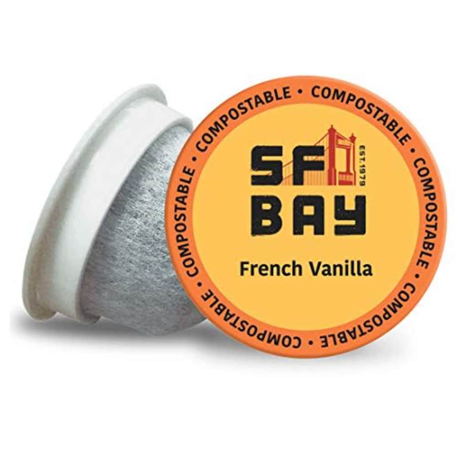 SF Bay Coffee French Vanilla 80 Ct Flavored Medium Roast Compostable Coffee Pods, K Cup Compatible for $44 SF Bay Coffee French Vanilla 80 Ct Flavored Medium Roast Compostable Coffee Pods, K Cup Compatible for $44