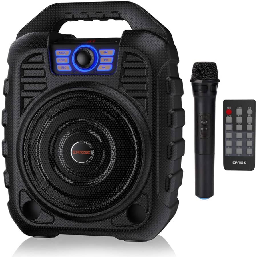 Earise Karaoke Machine with Wireless Microphone for $59