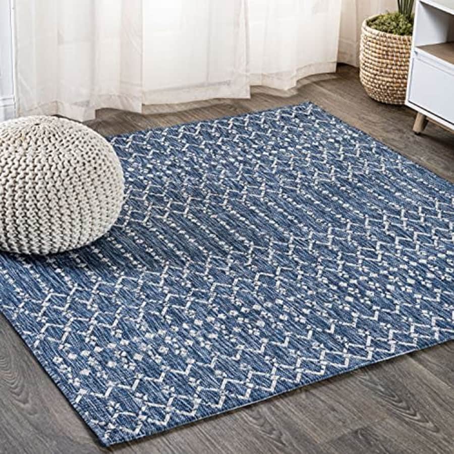 JONATHAN Y JSMB108-B5SQ Ourika Moroccan Geometric Textured Weave Area Rug Indoor Outdoor Decor for $35