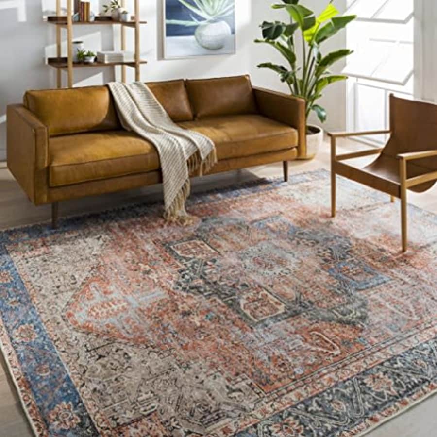 Artistic Weavers Suri Vintage Washable Area Rug 2' x 2'11", Rust/Blue for $61 Artistic Weavers Suri Vintage Washable Area Rug 2' x 2'11", Rust/Blue for $61