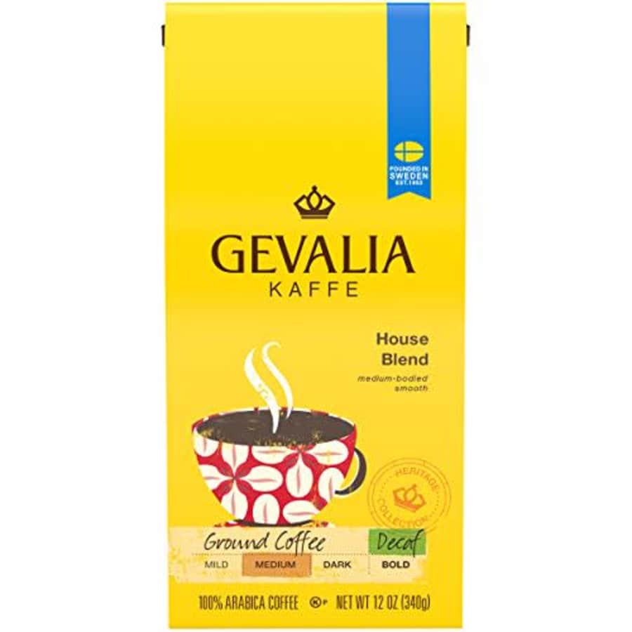 Gevalia Decaf House Blend Medium Roast Ground Coffee (12 oz Bags, Pack of 6) for $39