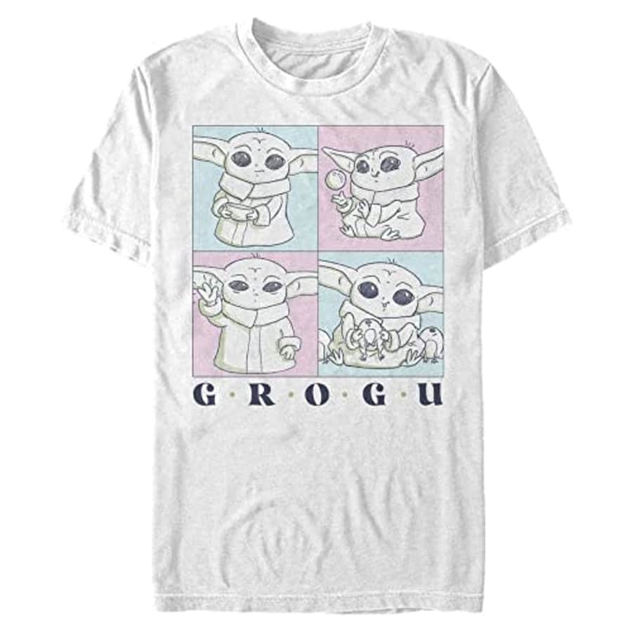 Star Wars Big & Tall Mandalorian GROGU Cute BOXUP Men's Tops Short Sleeve Tee Shirt, White, 3X-Large for $18