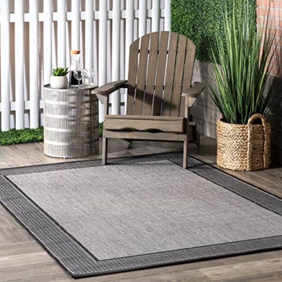 nuLOOM Gris Border Outdoor Area Rug, 3' x 4', Grey for $35