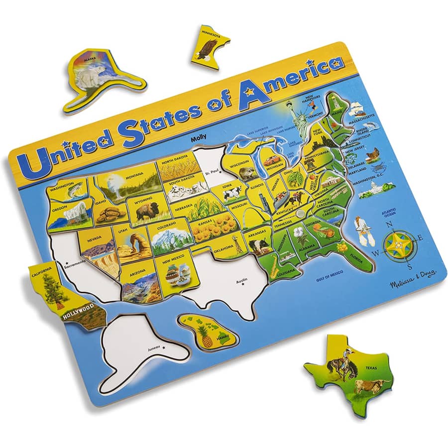 Melissa & Doug USA Map Wooden Puzzle for $8