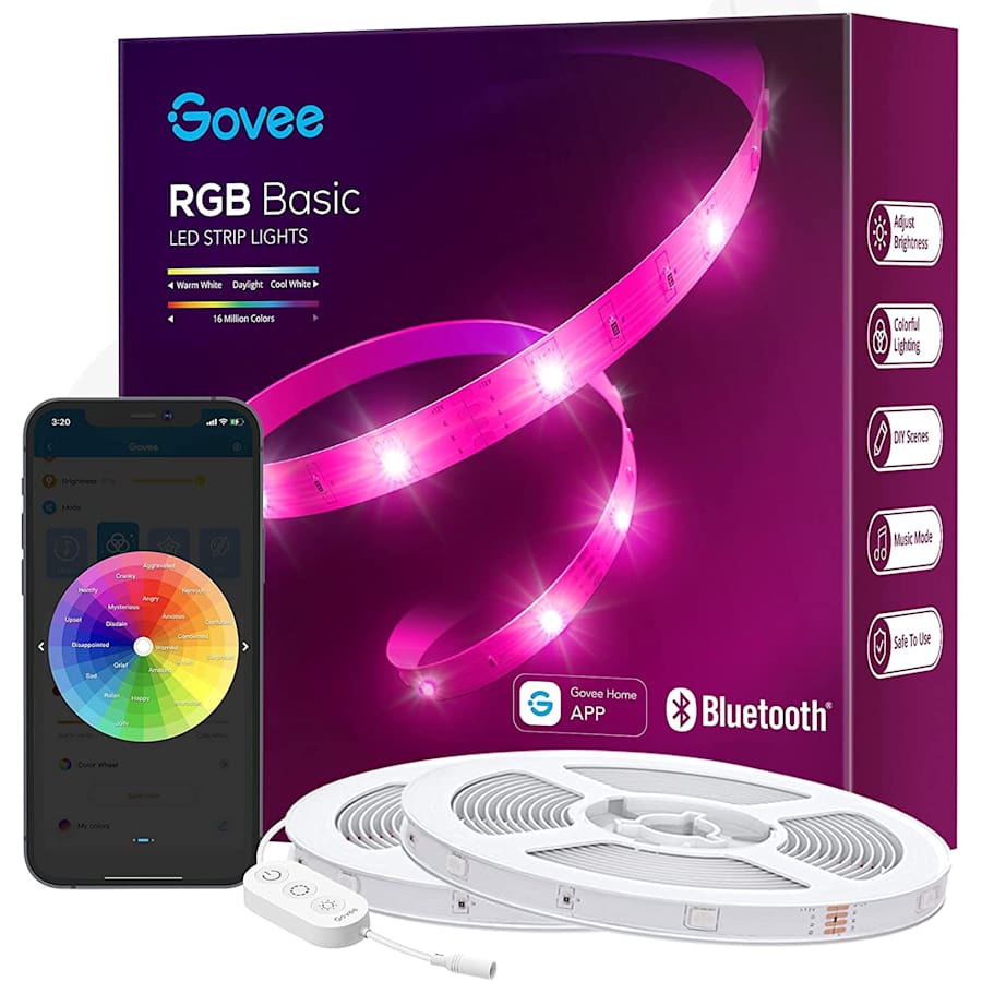 Govee 65.6-Ft. Bluetooth RGB LED Strip Lights for $19 Govee 65.6-Ft. Bluetooth RGB LED Strip Lights for $19