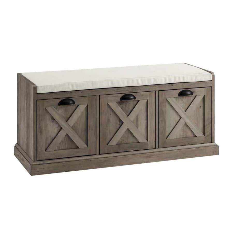 Welwick Designs 40" 3-Drawer Cushioned Farmhouse Storage Bench for $225
