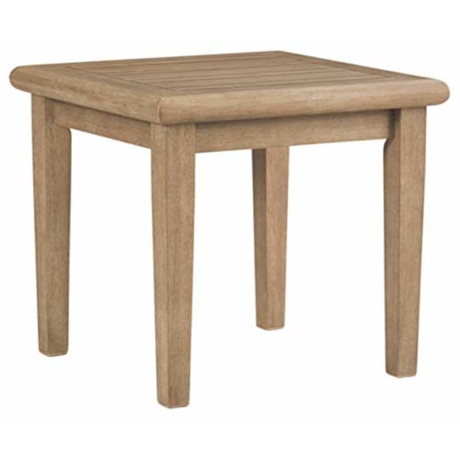 Signature Design by Ashley Gerianne Outdoor Eucalyptus Patio End Table, Light Brown for $177
