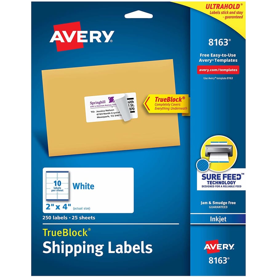Avery TrueBlock 2" x 4" Shipping Labels 250-Pack for $7 Avery TrueBlock 2" x 4" Shipping Labels 250-Pack for $7
