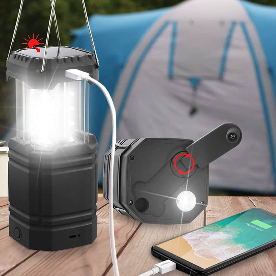 Mesqool 3000mAh Hand Crank Solar Collapsible Lantern for $17