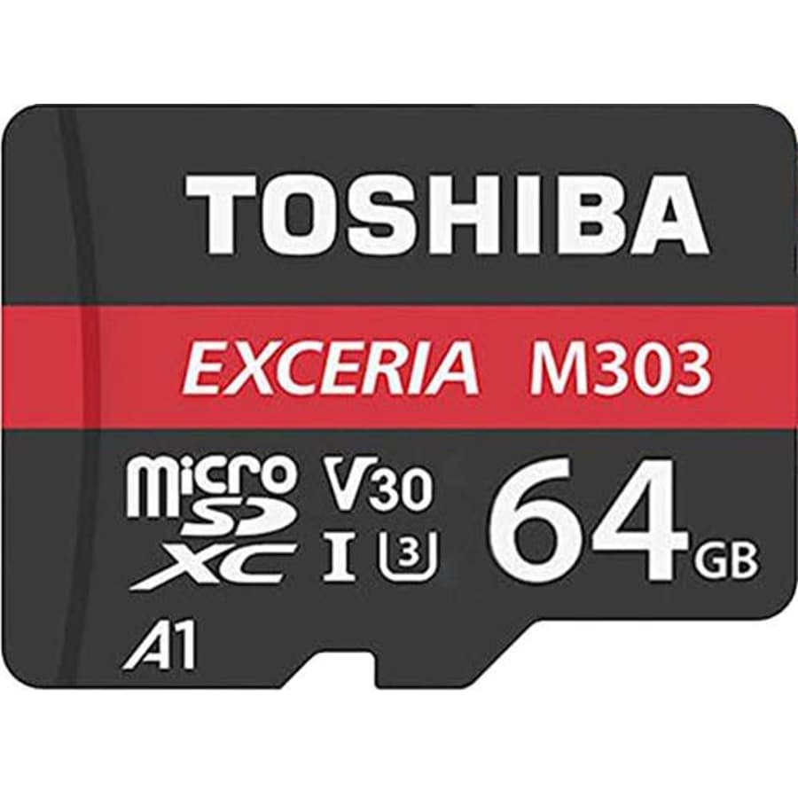 TOSHIBA Micro SD Card Memory Card 64GB 64G EXCERIA M303 with SD Adapter microSDXC UHS-I U3 Card 4K for $38 TOSHIBA Micro SD Card Memory Card 64GB 64G EXCERIA M303 with SD Adapter microSDXC UHS-I U3 Card 4K for $38