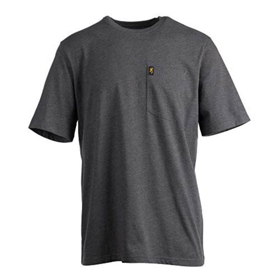 Browning Buckmark Men's Short Sleeve Pocket T Shirt, Large, Heather Charcoal for $14