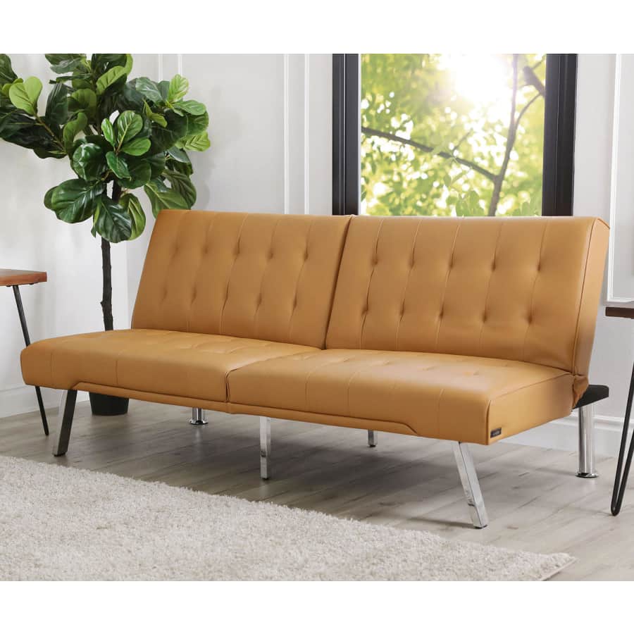 Abbyson Living Kenzie Faux Leather Foldable Futon Sofa Bed for $200 for members Abbyson Living Kenzie Faux Leather Foldable Futon Sofa Bed for $200 for members