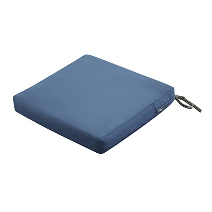 Classic Accessories Ravenna Water-Resistant 21 x 21 x 3 Inch Patio Seat Cushion, Empire Blue, Chair for $63 Classic Accessories Ravenna Water-Resistant 21 x 21 x 3 Inch Patio Seat Cushion, Empire Blue, Chair for $63