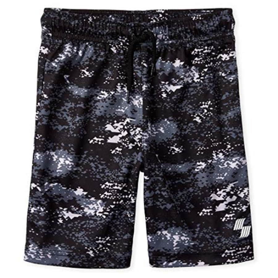 The Children's Place Boys' Printed Active Shorts, Black, X-Small (4) for $10