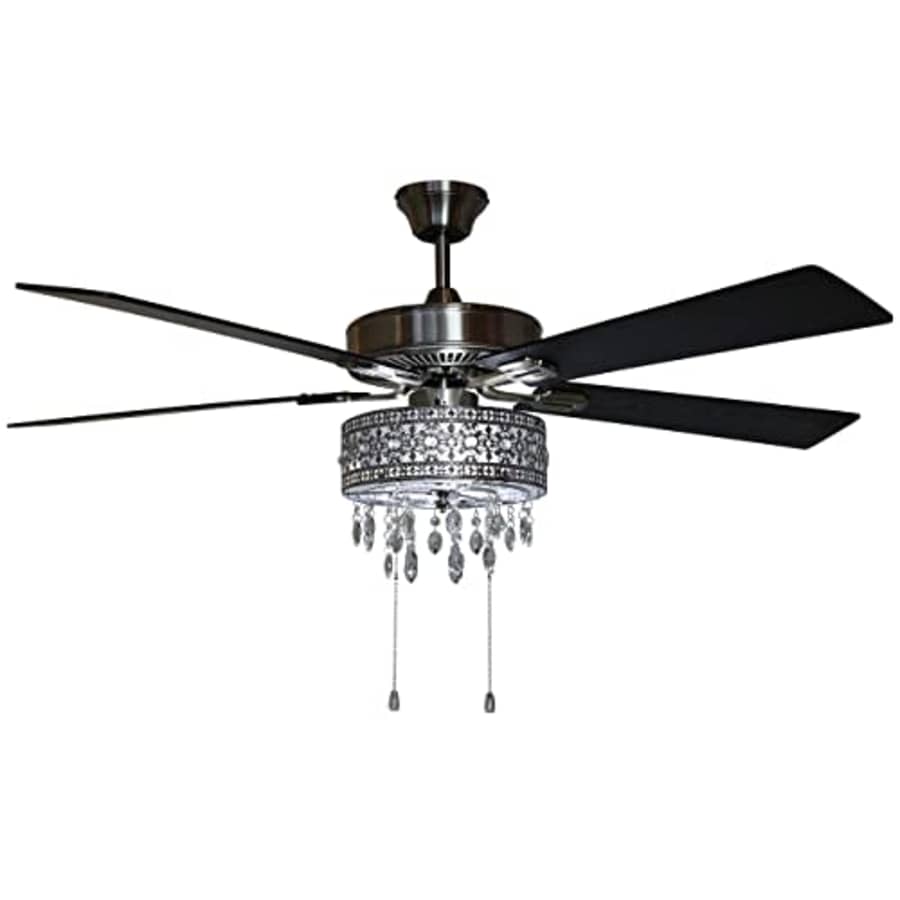 RIVER OF GOODS LED Ceiling Fan with Crystal Chandelier - 52" L x 52" W - Glam Ceiling Fan with for $134