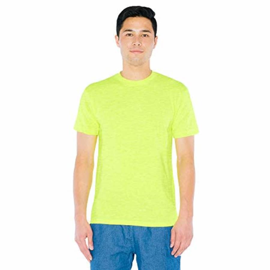 American Apparel Men's 50/50 Crewneck Short Sleeve T-Shirt, 2-Pack, Neon Heather Yellow, X-Large for $25