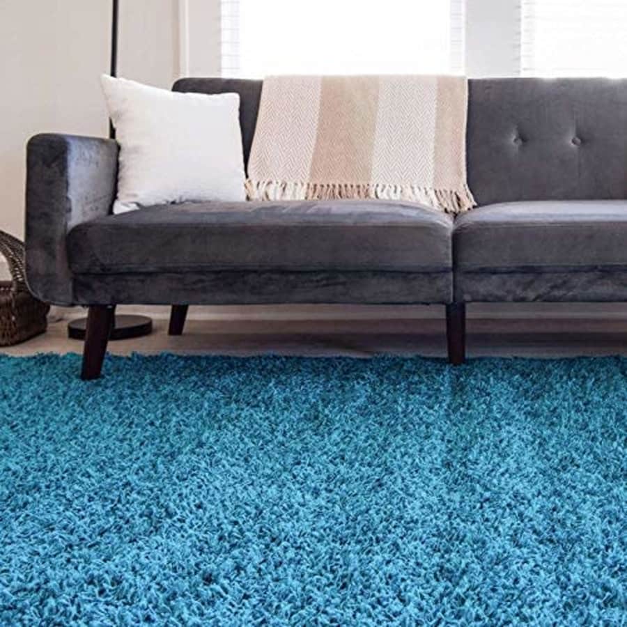 Unique Loom Solo Solid Shag Collection Area Modern Plush Rug Lush & Soft, 4' 0 x 6' 0 Rectangular, for $35