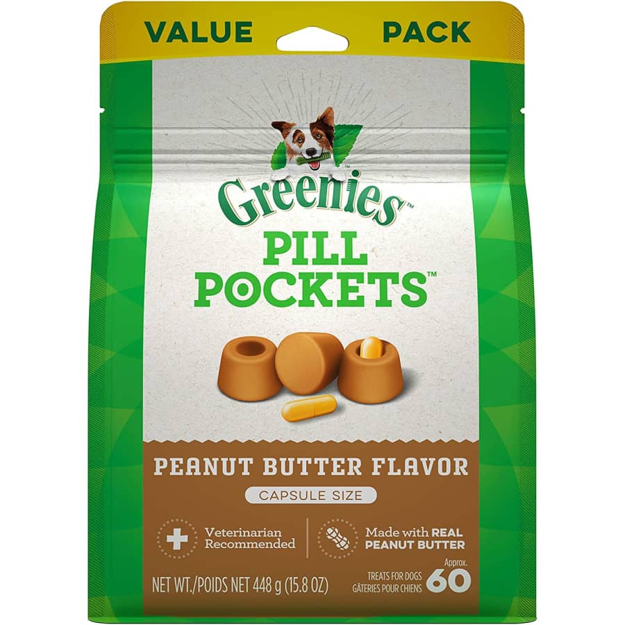 Greenies Pill Pockets Capsule Size 60-Count Dog Treats for $18 Greenies Pill Pockets Capsule Size 60-Count Dog Treats for $18