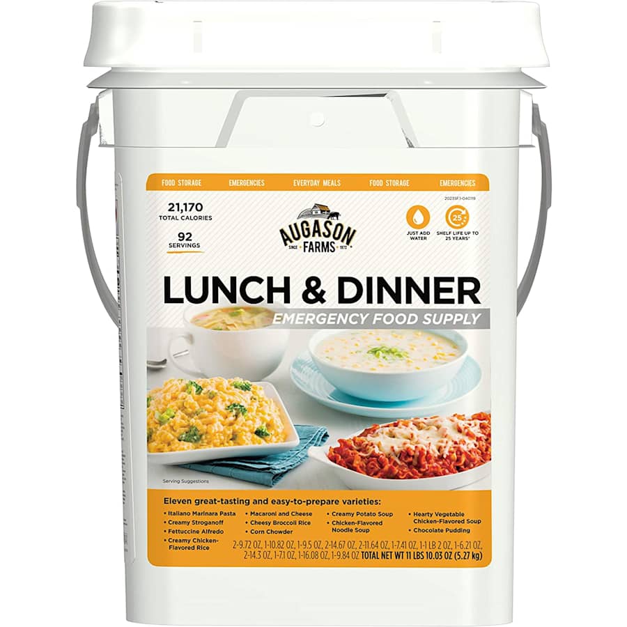 Augason Farms Lunch & Dinner Emergency Food Supply 4-Gal. Pail for $60