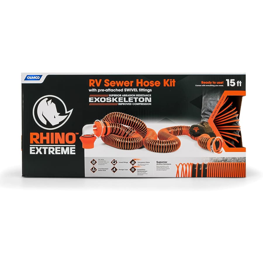 Camco Rhino Extreme 15-Foot RV Sewer Hose Kit for $71 Camco Rhino Extreme 15-Foot RV Sewer Hose Kit for $71