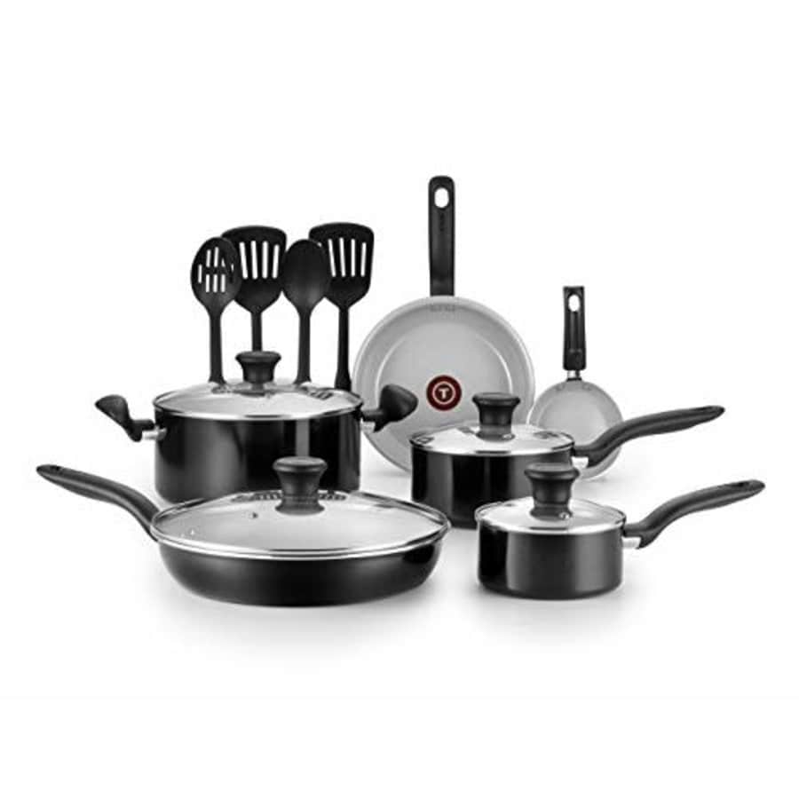 T-fal Cookw G917SE64 Initiatives Ceramic Nonstick Dishwasher Safe Toxic Free 14-Piece Cookware Set, for $76
