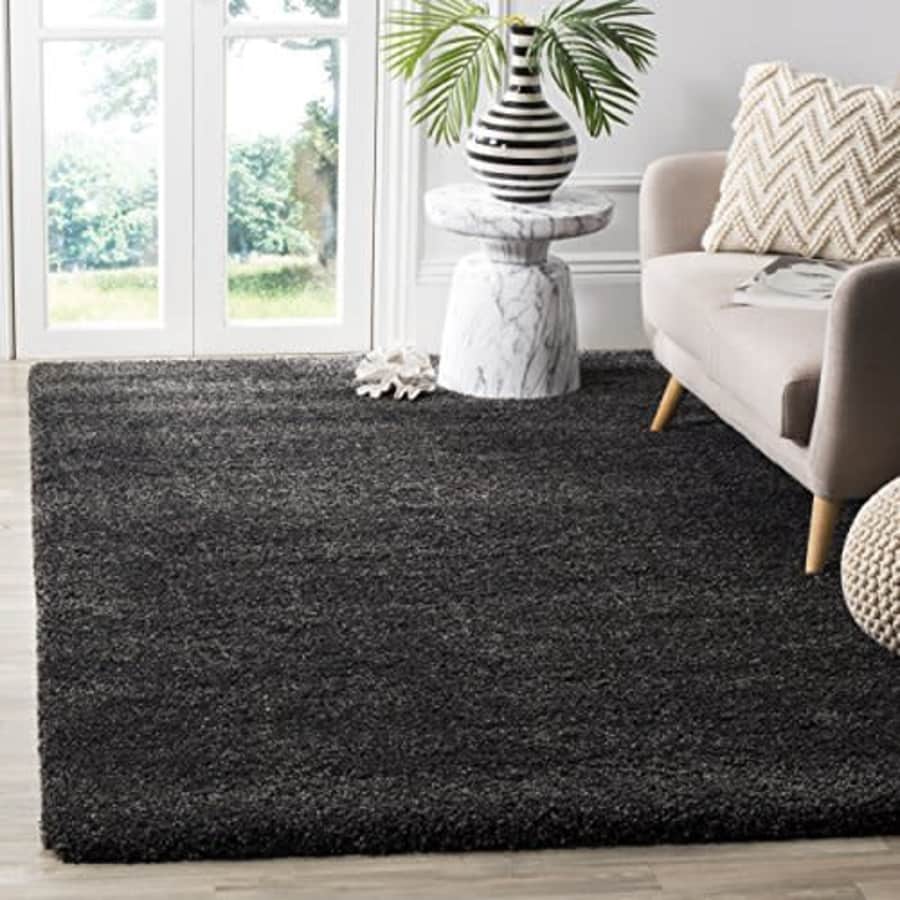Safavieh Milan Shag Collection SG180-8484 2-inch Thick Area Rug, 3' x 5', Dark Grey for $61 Safavieh Milan Shag Collection SG180-8484 2-inch Thick Area Rug, 3' x 5', Dark Grey for $61