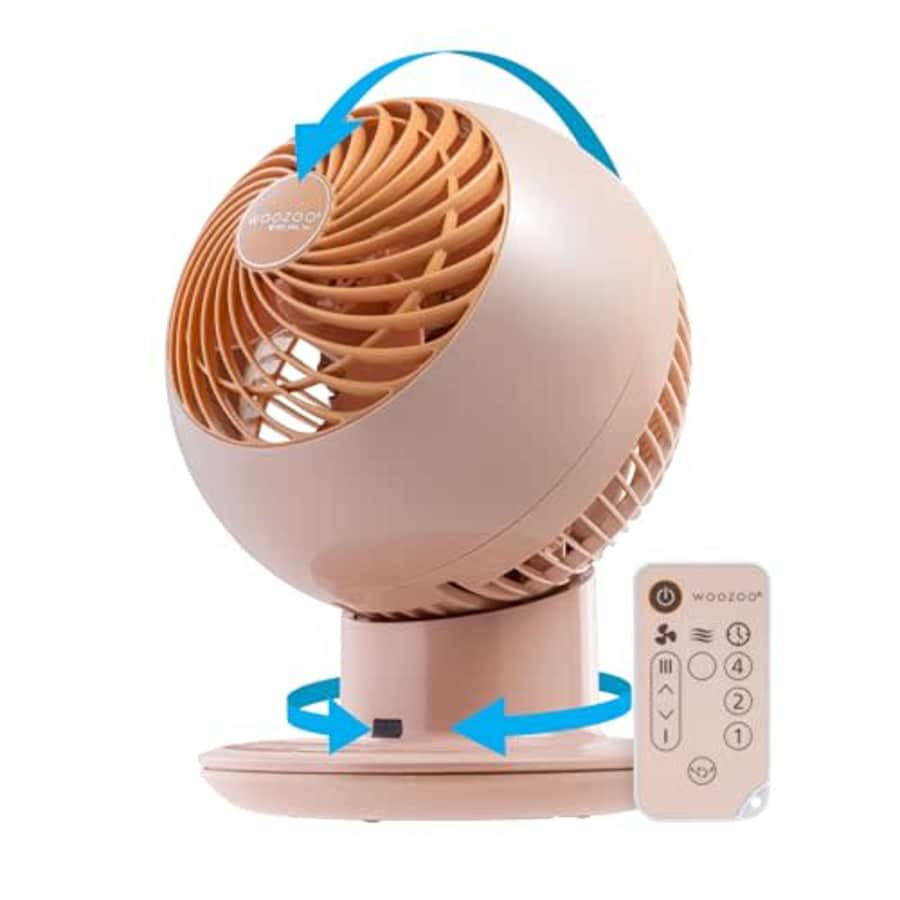 IRIS USA WOOZOO Compact Personal Oscillating Circulator Fan with Remote, Pink for $65