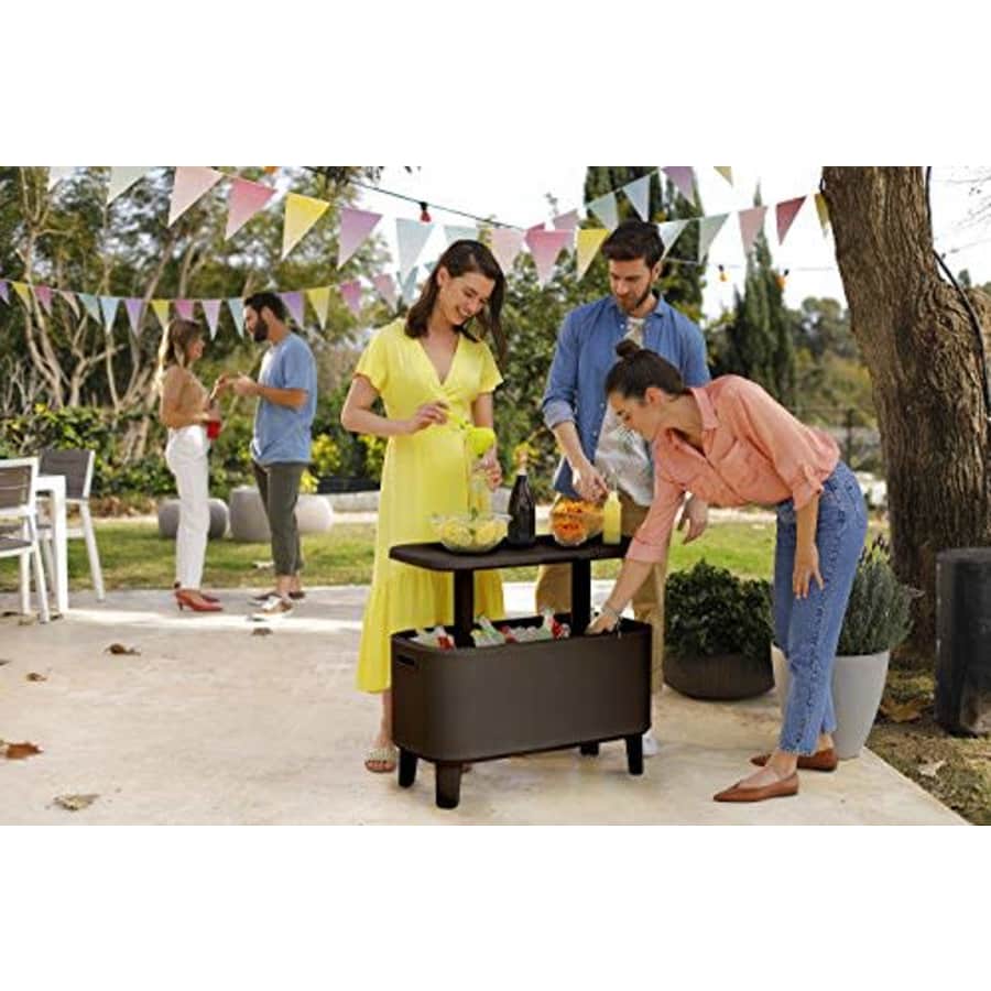 KETER Breeze Bar Outdoor Patio Furniture and Hot Tub Side Table with 17 Gallon Beer and Wine for $100 KETER Breeze Bar Outdoor Patio Furniture and Hot Tub Side Table with 17 Gallon Beer and Wine for $100