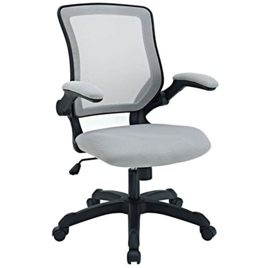 Modway Veer Office Chair with Mesh Back and Vinyl Seat With Flip-Up Arms in Gray for $133