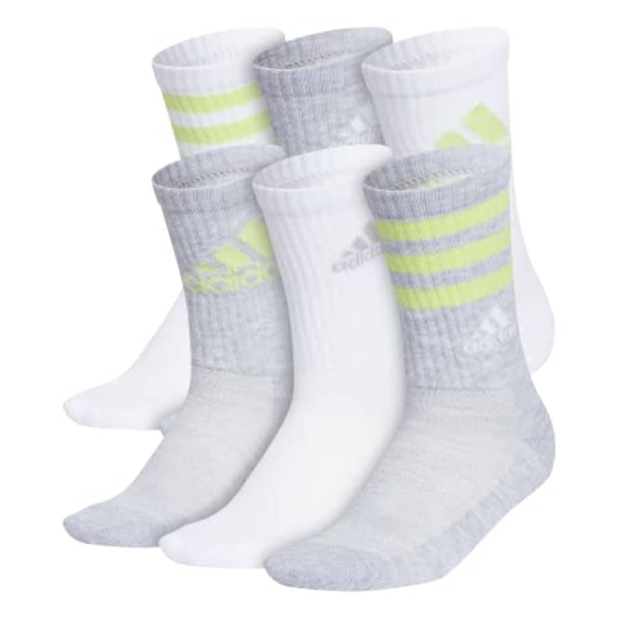 adidas Kids-Boy's/Girl's Mixed Graphic Athletic Cushioned Crew Socks (6-Pair), White/Cool Light for $14 adidas Kids-Boy's/Girl's Mixed Graphic Athletic Cushioned Crew Socks (6-Pair), White/Cool Light for $14