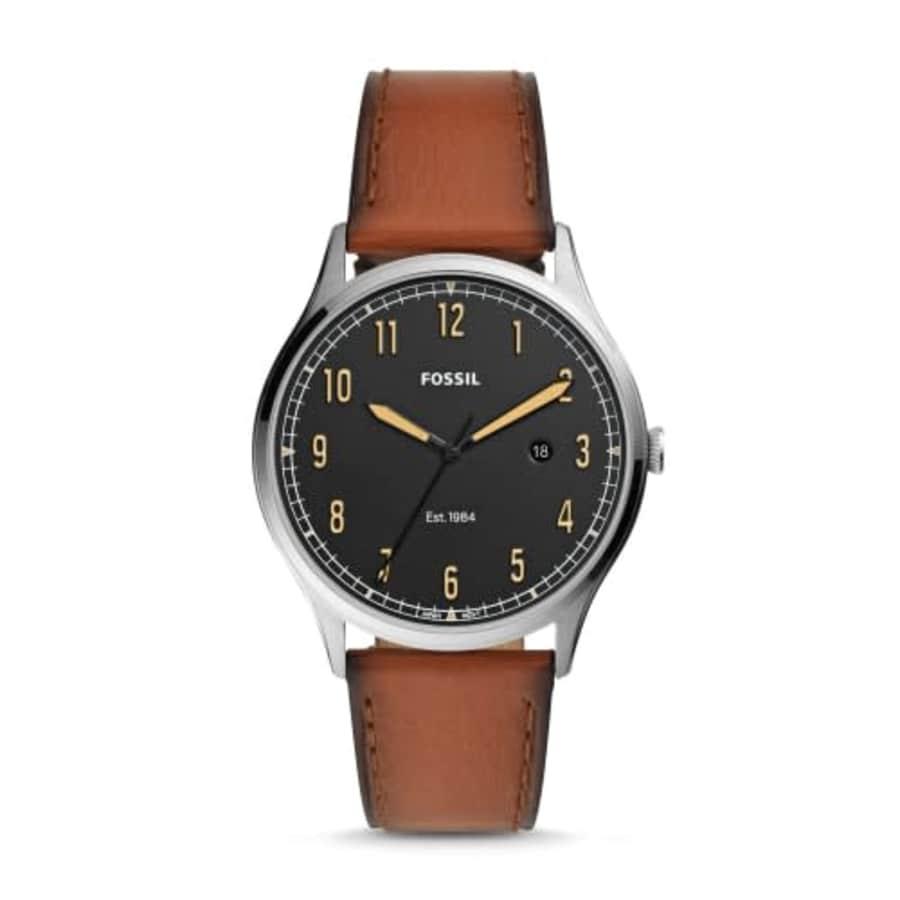Fossil Men's Forrester Three-Hand Date Leather Watch for $35
