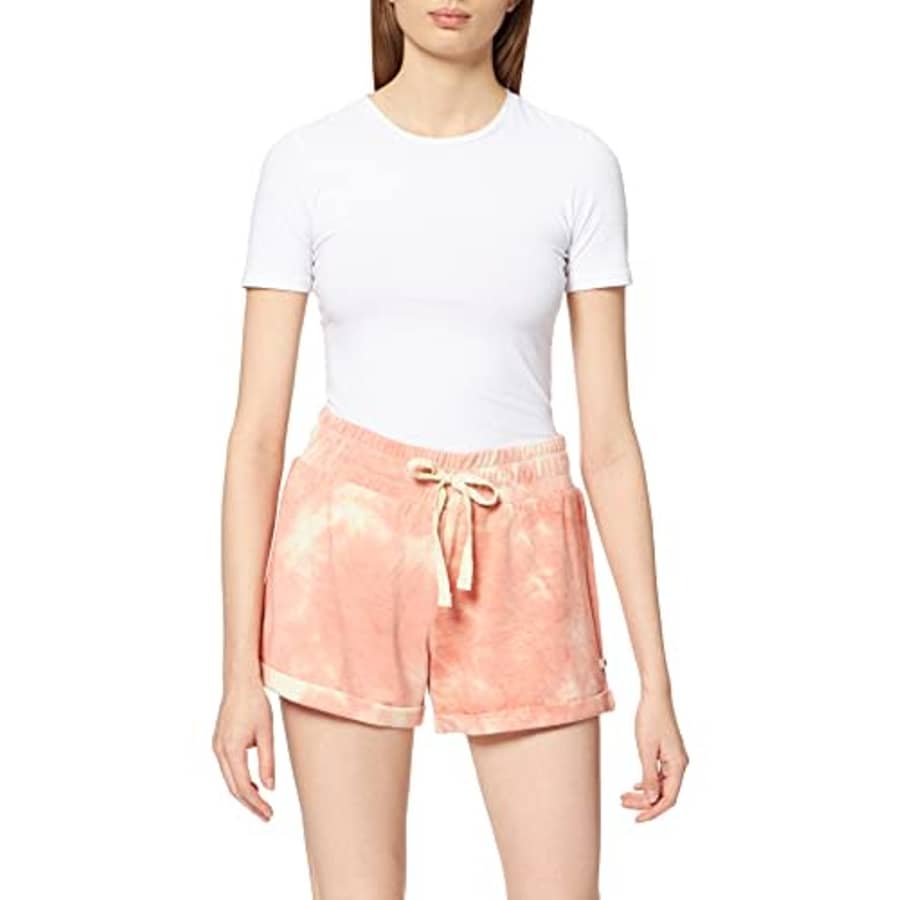 Hurley Womens Easy Fit Fleece Shorts - Cozy Rolled Hem Shorts (Coral Almond Dreamy Tie Dye, Small) for $30