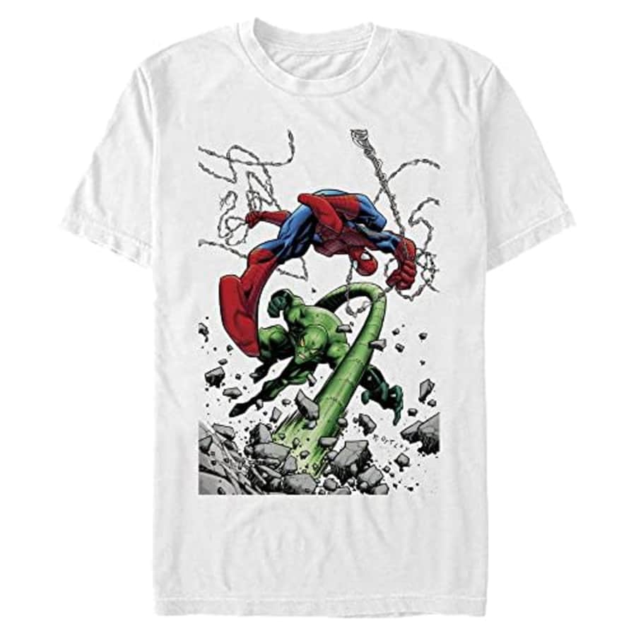 Marvel Big & Tall Classic Spider-Man Action DEC18 Men's Tops Short Sleeve Tee Shirt, White, 3X-Large for $23 Marvel Big & Tall Classic Spider-Man Action DEC18 Men's Tops Short Sleeve Tee Shirt, White, 3X-Large for $23