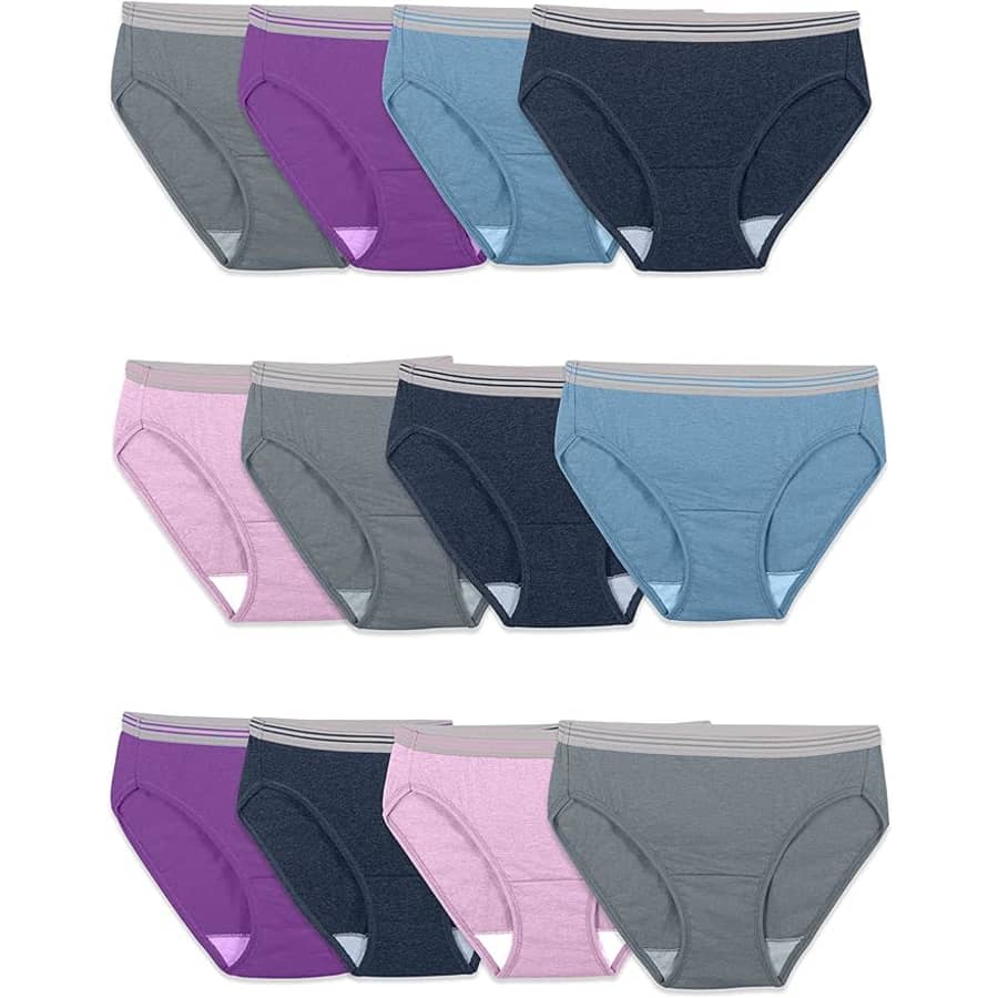 Fruit of the Loom Women's Eversoft Cotton Bikini Underwear 12-Pack for $15 Fruit of the Loom Women's Eversoft Cotton Bikini Underwear 12-Pack for $15